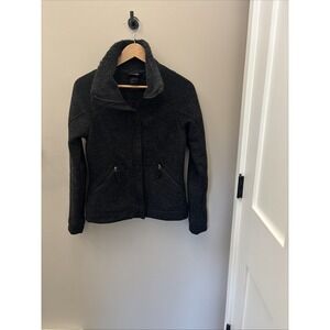 The North Face Polyester Wool Blend Jacket Womens S Black Zip Up Fleece Lined
